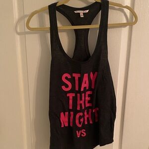 Victoria's Secret Dark grey Tank with Bold Pink Text